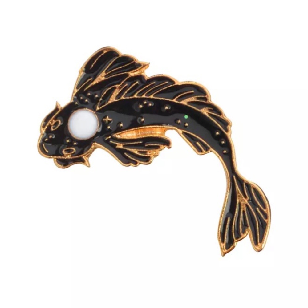 6/$30 Lucky Black Koi Fish Enamel Pin